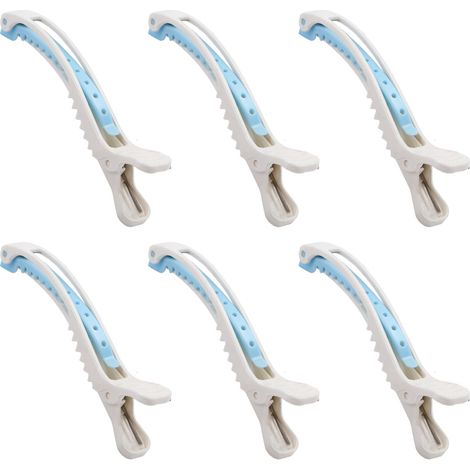 Juego de 6 pinzas para el cabello de plástico con forma de cocodrilo, con agarre antideslizante y dientes anchos, para peinar el cabello, para mujeres y niñas. (1/5)