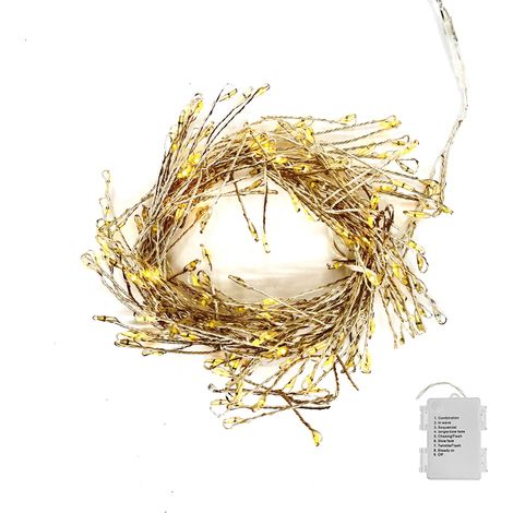 CATENA LUMINOSA NATALE 200 LED SU 2 MT CAVO RAME EFFETTO FOGLIA IP44 A BATTERIA (1/5)