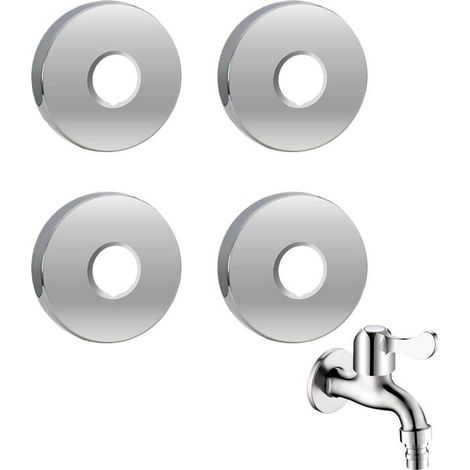Rosace de mitigeur de douche - Lot de 4 - Acier inoxydable chromé - Cache-tuyau Ø26x70mm - Salle de bain (1/5)