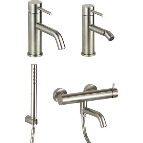Kit completo miscelatori lavabo bidet e vasca acciaio AISI 316 Pollini Jessy Steel KITJESSYSTEEL4 (1/4)