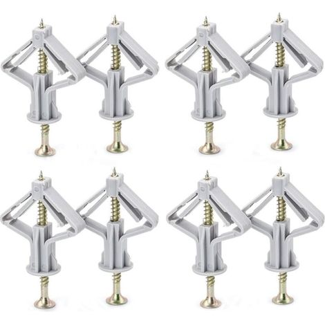 Lot de 50 chevilles et vis pour plaque de plâtre - Fixation murale robuste - En plastique - Tube d'expansion avec vis à tête fraisée - Pour cloison sèche creuse, cavité - Supports muraux pour TV