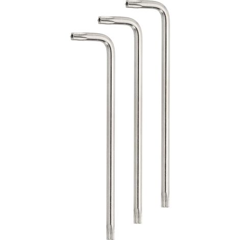 3Pcs T20 Sécurité anti-détonateur Torx Star trou Clé long bras 3,74" L-Shaped Torx clé hexagonale avec trou 6 points Key carbone acier outil manuel pour l'automobile brillant argent (1/5)