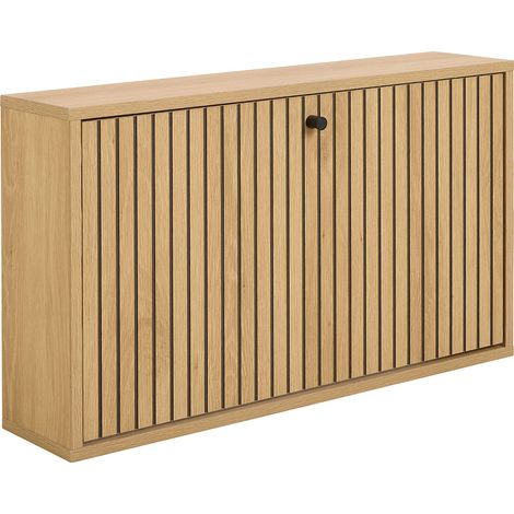 Ebuy24 – Meuble à chaussures 1 tiroir en bois naturel – Design élégant avec lignes verticales – Rangement spacieux pour hall d'entrée ou chambre (1/5)