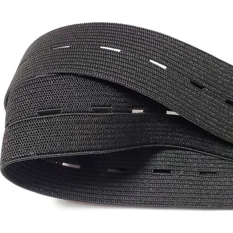 Bande élastique pour boutonnière, pratique et polyvalente, noire, largeur : 2,5 cm (1/4)