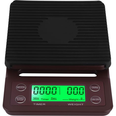 Balance à café filtre avec minuteur, balance de cuisine électronique numérique portable, pesage des aliments, rouge vin, 5 kg/0,1 (1/5)