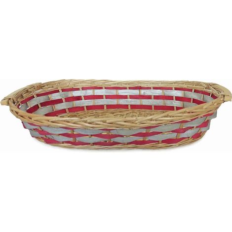 Cesto da confezionamento ovale in vimini rosso e argento, 69/65x40x13 cm (kit da 3)