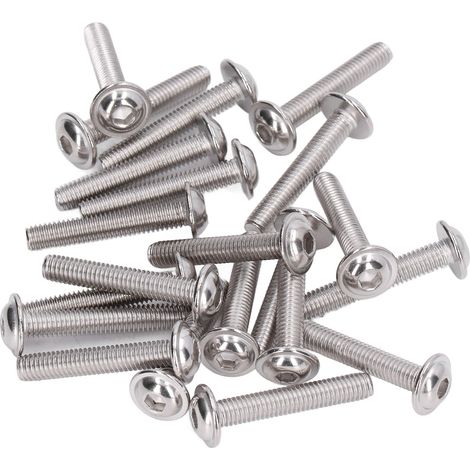 Lot de 50 vis à tête ronde en acier inoxydable A2-70 avec bride et tête cylindrique creuse, M6x35 mm (1/5)
