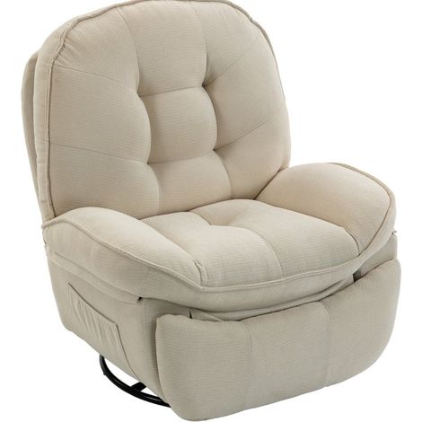 Poltrona relax girevole e oscillante reclinabile in poliestere crema MODENUIT (1/4)