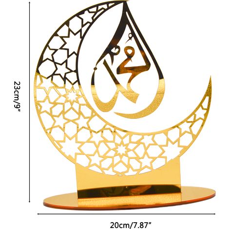 3D-Acryl-Halbmond-Tischdekoration für Ramadan, Gold BT006 (1/5)