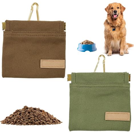 Bolsa Para Golosinas Para Perro - 12 cm x 12 cm - Cierre Elástico - Con Mosquetón Metálico - Impermeable - 2 Unidades (1/5)