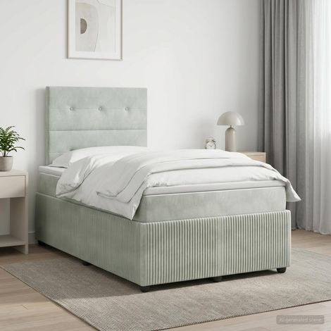 Cama box spring con colchón Gris Claro 120 x 190 cm Terciopelo (1/5)