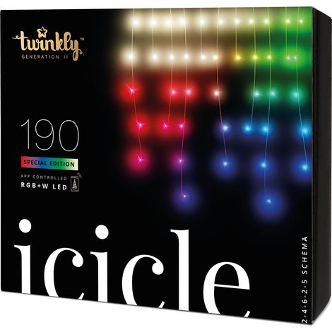 [NEUWERTIG] B-Ware Twinkly Icicle Lichtervorhang Lichterkette 190 Led Multicolor Weiß Outdoor 5m
