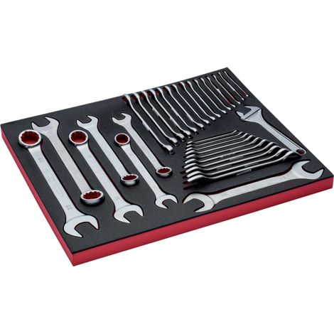 Bahco Fit&Go 3/3 Schaumstoffeinlage, Satz Rollgabelschlüssel, Ring-Maulschlüssel und Doppelmaulschlüssel - 33-tlg. (1/3)