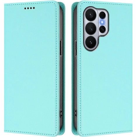 Étui portefeuille en cuir compatible avec le Samsung Galaxy S26 Ultra, fermeture magnétique, protection RFID. (1/5)