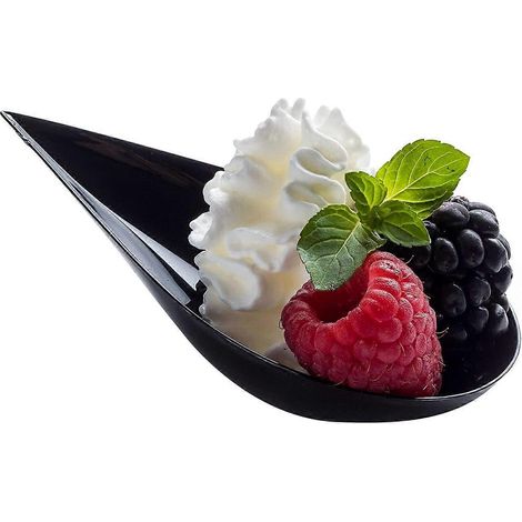 100 tear chute mini appetizer assiettes plastique dessert bols, noir (1/5)