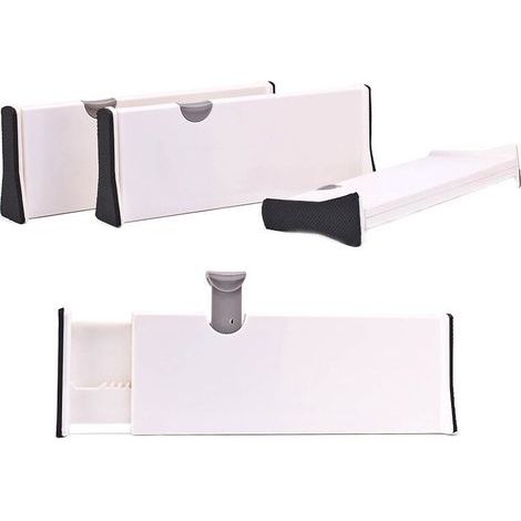 Lot de 4 séparateurs pour organisation de tiroirs, 27,5 x 10 cm, ABS, blanc (1/5)
