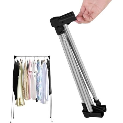 Portant à vêtements pliable portable : porte-vêtements de voyage réglable en acier inoxydable, 32-73 cm séchoir à linge télescopique pour les voyages, le camping, la randonnée, le linge à la (1/5)