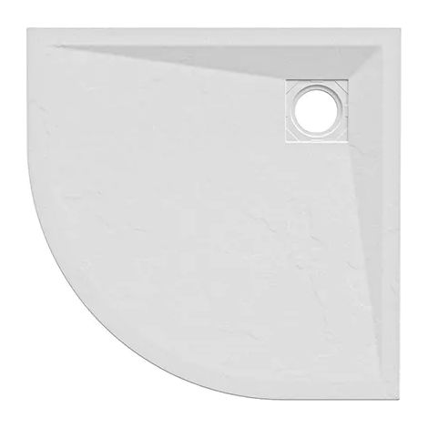 Plaque de douche semi-circulaire 90x90 cm en Marmoresina blanc effet pierre antidérapant h3 cm Grille de protection incluse Mod. Milos