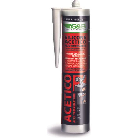 SILICONE ACETICO RESISTENTE ALTE TEMPERATURE G&B 310 ml COLORE ROSSO USO PRO - 6 pezzi (1/2)