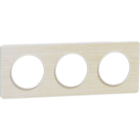 Schneider Electric – Plaque Odace Touch bois nordique liseré blanc 3 postes – Entraxe 71mm – Installation horizontale/verticale – IP21 IK04 (1/3)