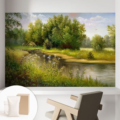 Papier peint avec colle pour décoration moderne de salon chambre à coucher cuisine et bureau Facile Paysage rural 104x70 cm (1/5)