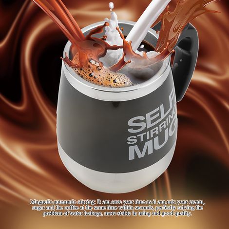 Tragbarer elektrischer Edelstahl-Selbstmischbecher mit Magnetrührfunktion, Kaffeetasse, Schwarz (1/5)