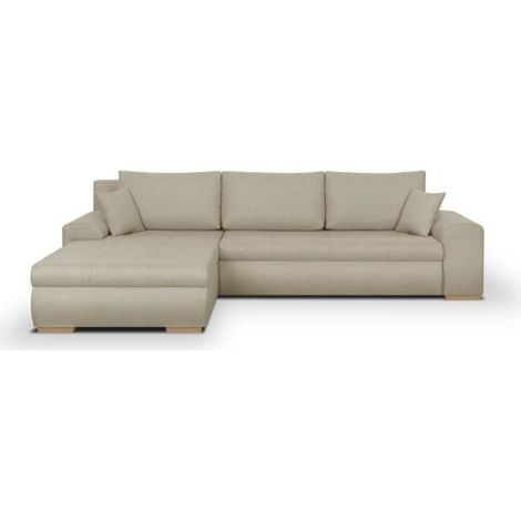 Canapé d'angle convertible réversible 5 places – Coffre de rangement – Tissu 100% polyester – Structure en pin massif – L 289 x P 94/188 x H 88 cm (1/5)