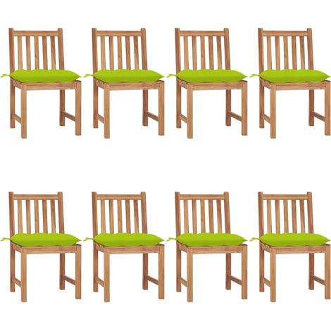 Lot de 8 Chaises de jardin - Chaises d'extérieur pour terrasse/jardin avec coussins Bois de teck massif BV528578 - BonneVie (1/5)
