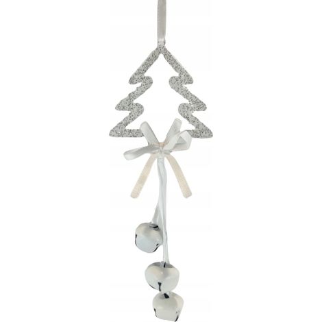 Colgante acrílico con forma de árbol de Navidad y campanillas, 5,5 × 29 cm. (1/5)