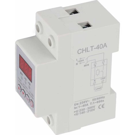 Protecteur de Tension Réglable 1-90s, 40A 230V, Rail DIN, Redémarrage Automatique (1/5)