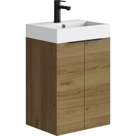 Ensemble de Meuble de Salle de Bain 45 cm avec Meuble avec lavabo. Mélamine 16. Meuble assemblé, lavabo incliné, sans Miroir à Deux Portes (1/5)