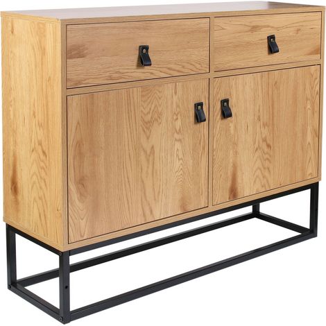 The Home Deco Factory – Buffet en bois et métal marron et noir – Style industriel vintage – Dimensions : 120x40x80cm – Pour salon ou chambre