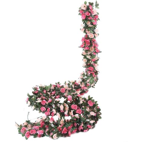 Künstliche Rosengirlande 5 Stück 2,45m Rosa Blumenranken Deko für Hochzeit & Party (1/5)