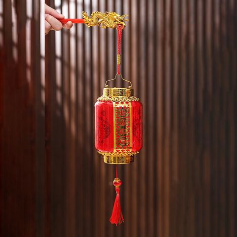 Lanterne musicale chinoise à projection musicale avec tige et piles, idéale pour la décoration du Nouvel An traditionnel et du Festival du Printemps. (1/2)