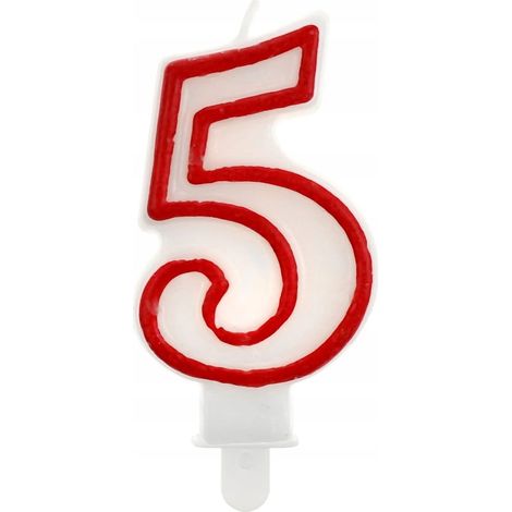 Candela numero 5 con contorno rosso (1/3)