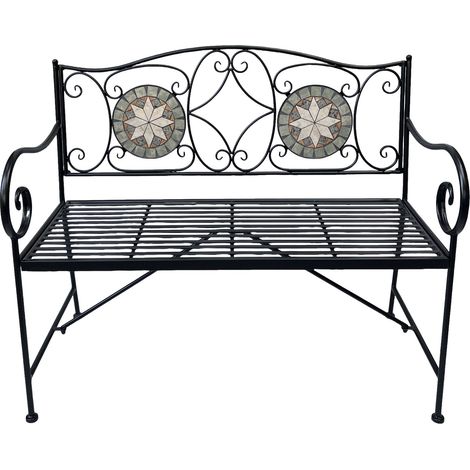 Axi Margot Banc De Jardin En Mosaïque, Design Étoile - Style Bistrot Assise En Métal Avec Carreaux De Mosaïque En Céramique Banc D'Extérieur Avec Dossier Pour 2 Personnes 107 X 54 X 92 Cm (1/5)
