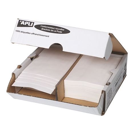 Etiquette affranchissement 2 de front 140 x 45 mm Apli Agipa blanche - Boîte de 1000 (1/2)
