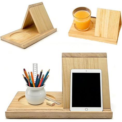 Dreieckiger Bücherständer aus Holz, kleines Leseregal, Buchständer aus Holz, kurz, hochwertig und schlicht, für Nachttisch, Büro, Schreibtisch, Bibliothek, Tischdekoration, Geschenk für Bücherliebhabe (1/5)