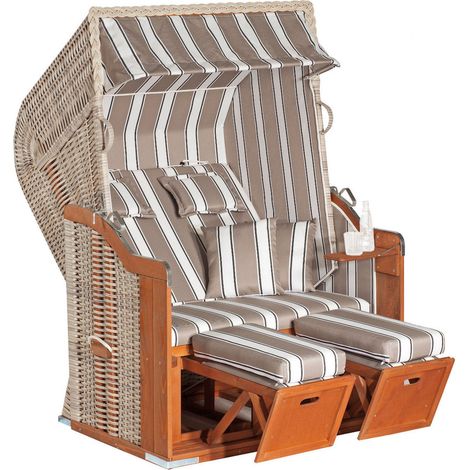 Gartenstrandkorb Rustikal 250 PLUS 2-Sit zer, Halbliegemodell Kunststoffgeflecht