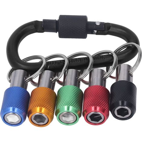 Porte-embout de perçage à tige hexagonale 1/4 pouce, porte-embout porte-clés, rallonge porte-embout compatible avec la plupart des tournevis et forets électriques portables, mousqueton noir + douilles (1/5)