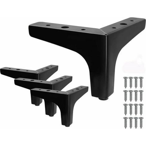 Set de 4 Pieds de Lit en Métal en Forme de Triangle - Noir, Hauteur de 10cm (1/5)