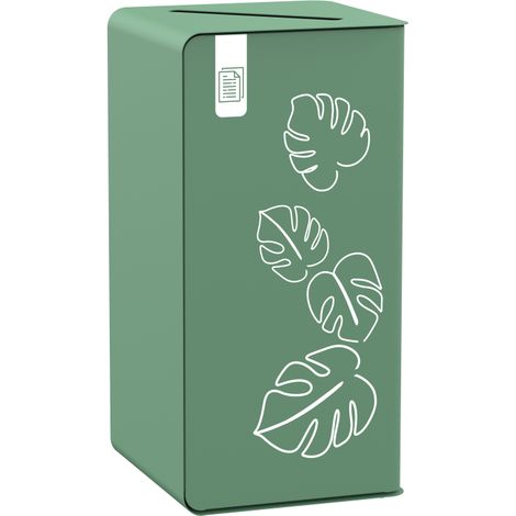 Borne de tri sélectif Cubatri Signature, sans serrure - papier - 75l - vert natura mat texturé sérigraphié (1/3)
