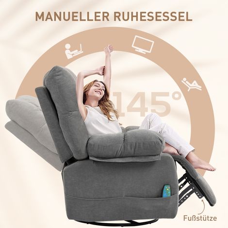 Canapé relaxant avec fonction massage, inclinable, fauteuil massant rotatif, 4 poches latérales et télécommande, gris foncé (1/5)