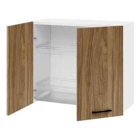 Mobile Pensile scolapiatti componibile per cucina Noce Naturale Cm 80x32xH 72 con 2 ante