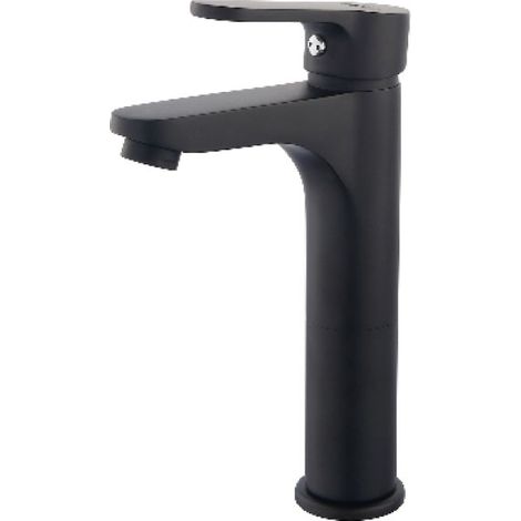 MISCELATORE MONOCOMANDO LAVABO ALTO SERIE PACO Nero opaco - Senza piletta