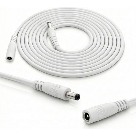 Câble d'extension CC, bloc d'alimentation universel pour bandes LED, caméras de surveillance, imprimantes, routeurs, commutateurs, etc. Fiche CC mâle/femelle 3,5 x 1,35 mm, blanc, 0,5 m (1/5)
