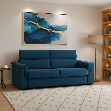 Zweisitzer-Sofa Lapio, Abziehbar, Wasserabweisend, Made in Italy, Waschbar, 185x95x100h cm blau (1/4)