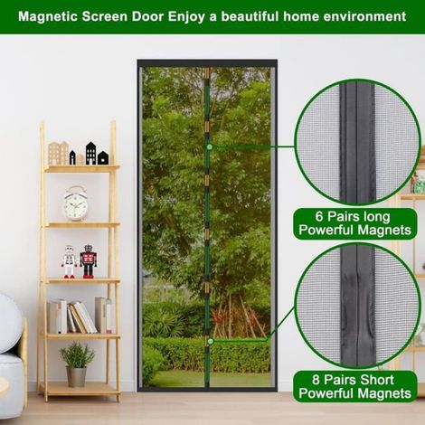 Moustiquaire Magnétique - 80x200 cm - Pour Porte - Maille Dense - Fermeture Automatique - 1 Pièce (1/5)