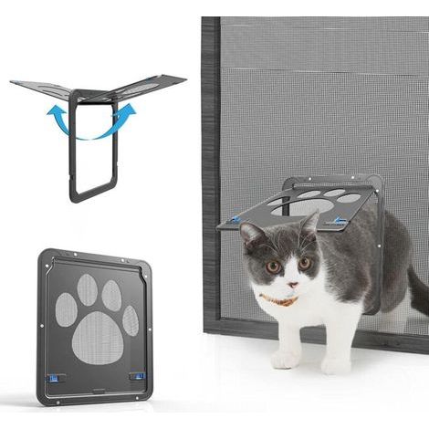 Chatiere pour Moustiquaire Facile à Installer La Liberté de Chat Verrouillable Moustiquaire de Porte pour Petit/ Moyen Chat/ Chien,24x29cm (1/5)