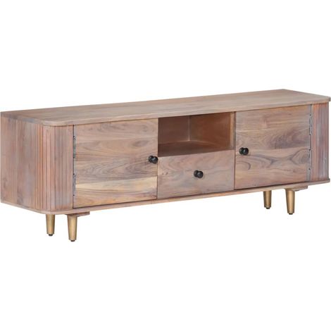 Mobile TV multimediale scaffale per televisione televisione buffet sala da pranzo soggiorno camera da letto 118 x 30 x 40 cm legno massello di acacia marrone 020025801